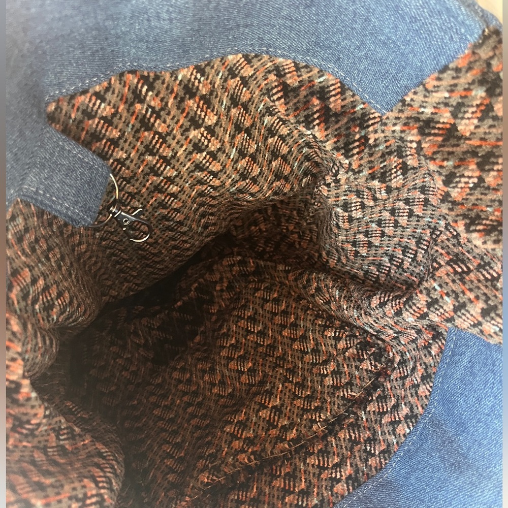 Denim Tote Bag- Velvet Interior Large - Picture 7 of 9